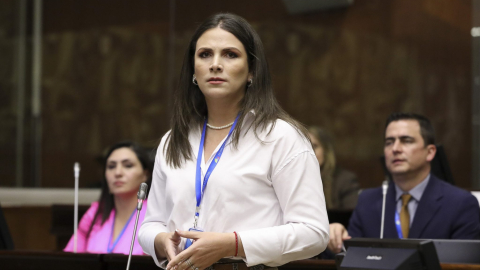 La asambleísta de Construye, Ana Galarza, en una sesión del pleno de la Asamblea Nacional.