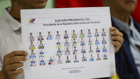 Una ficha de votación para las elecciones presidenciales de Venezuela, del 28 de julio de 2024.