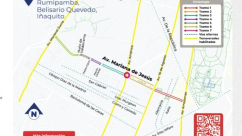 Mapa de la avenida Mariana de Jesús y las rutas alternas mientras duren los trabajos que inician el 1 de agosto de 2024.