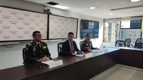 Fausto Íñiguez, viceministro de Seguridad, durante una rueda de prensa sobre la protección a funcionarios públicos, el 31 de julio de 2024, en Quito.