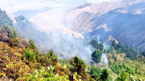 En la temporada seca aumenta el riesgo de incendios forestales como el ocurrido en Ventanas (Loja) el 29 de julio de 2024.