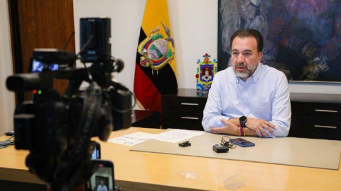 El alcalde de Quito, Pabel Muñoz, en su despacho, el 31 de julio de 2024.