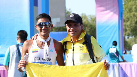 Jefferson Pérez junto a Daniel Pintado este jueves 1 de agosto de 2024.