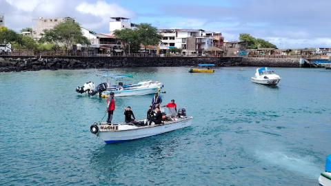 Embarcaciones en el Parque Nacional Galápagos el 30 de julio de 2024.