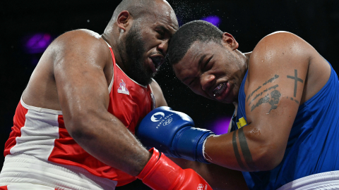 Gerlon Congo, en su combate por los cuartos de final en los Juegos Olímpicos de París, el 2 de agosto de 2024.