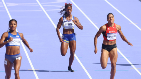 Anahí Suárez, durante la primera ronda de los 200 metros en los Juegos Olímpicos de París, el 4 de agosto de 2024.