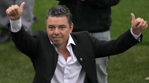 Marcelo Gallardo en medio de su vuelta al Monumental este 5 de agosto de 2024.