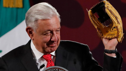 El presidente de México, Andrés Manuel López Obrador, en su conferencia de prensa matutina en el Palacio Nacional de Ciudad de México, el lunes 5 de agosto de 2024.