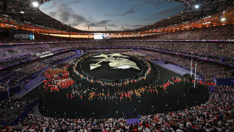 El Stade de France durante la ceremonia de clausura de los Juegos Olímpicos de París, 11 de agosto de 2024.