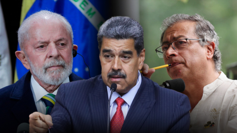 Collage con los presidentes Lula da Silva, de  Brasil; Nicolás Maduro, de Venezuela y Gustavo Petro, de Colombia.