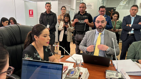 El presidente del Consejo de la Judicatura, Mario Godoy, durante su comparecencia en la Comisión de Fiscalización, este 15 de agosto de 2024.