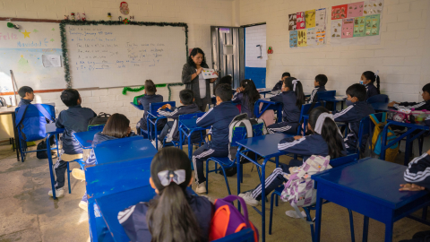 Estudiantes de la Unidad Educativa Juan de Salinas, el 22 de enero de 2024.