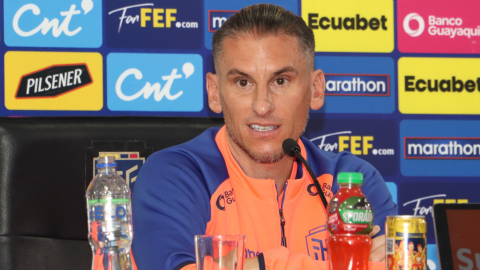 Sebastián Beccacece, director técnico de la selección de Ecuador, durante la rueda de prensa del 29 de agosto de 2024.