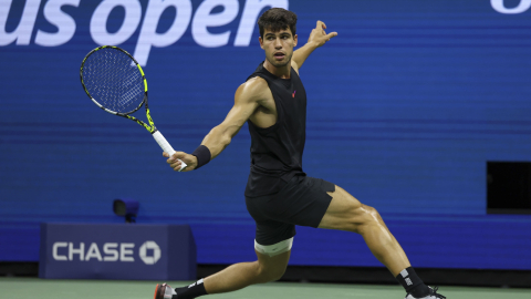 Carlos Alcaraz, durante la segunda ronda del US Open, el 30 de agosto de 2024.