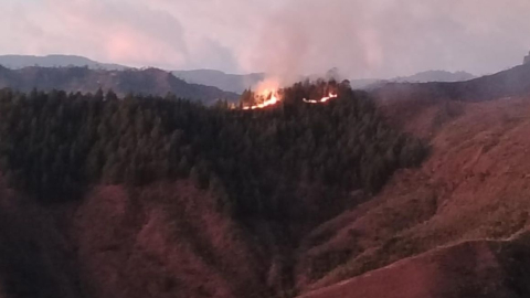 Imágenes del incendio forestal en Quilanga, Loja, el 23 de agosto de 2024.