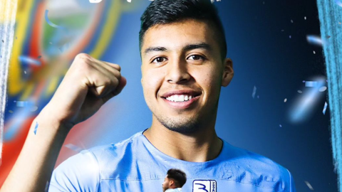 El jugador de Macará, Mateo Viera, en un afiche de la convocatoria de Ecuador para la doble fecha de Eliminatorias de septiembre 2024.