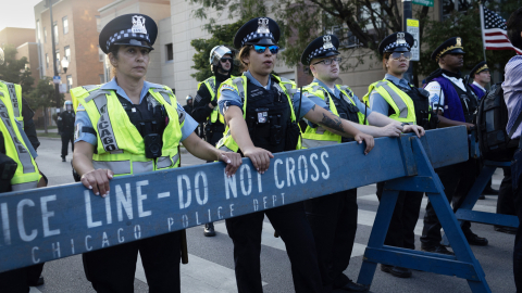 Policías de Estados Unidos resguardan el acceso a una calle, el 3 de septiembre de 2024.