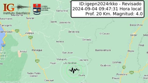 Reporte de un temblor en Paján, Manabí, el 4 de septiembre de 2024.