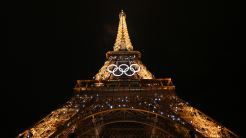 La Torre Eiffel con los anillos olímpicos, el pasado 26 de julio de 2024.