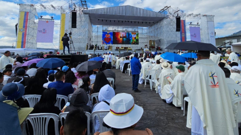 Lugar de la misa inaugural del 53° Congreso Eucarístico Internacional en el Parque Bicentenario de Quito, el 8 de septiembre de 2024.