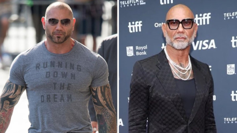 Dos momentos del actor Dave Batista, uno en 2015 y otro en 2024.