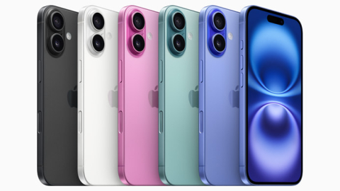 Fotografía renderizada que muestra los nuevos modelos de iPhone en sus distintos colores, presentados el 9 de septiembre de 2024.