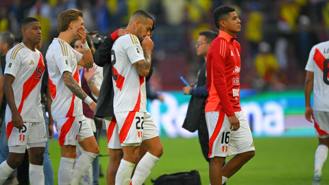 Los jugadores de Perú se lamentan tras la derrota ante Ecuador por Eliminatorias, el 11 de septiembre de 2024.