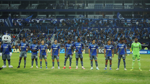 Jugadores de Emelec, durante un partido en el estadio George Capwell, el 8 de septiembre de 2024.