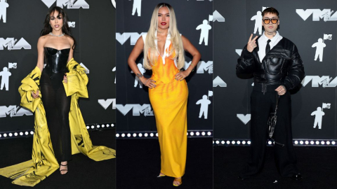 Danna Paola, Karol G y Tiago PZK en la alfombra de los MTV Music Awards, 11 de septiembre de 2024.