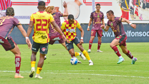 El partido entre Mushuc Runa y Aucas en la primera etapa de LigaPro, 30 de marzo de 2024.