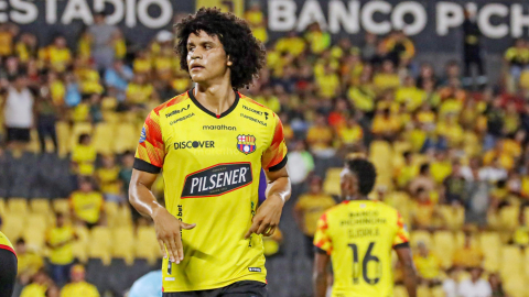 Eduard Bello, de Barcelona SC, durante un partido de LigaPro, el 25 de agosto de 2024.