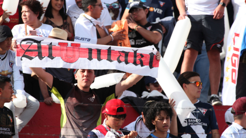 Hinchas de Liga de Quito en el partido ante Imbabura, el sábado 14 de septiembre de 2024, por la Fecha 6 de la LigaPro.