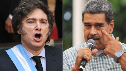 Composición con imágenes de Javier Milei, presidente de Argentina, y Nicolás Maduro, presidente de Venezuela.