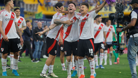 Los jugadores de River Plate celebran la victoria ante Boca Juniors, el 21 de septiembre de 2024.