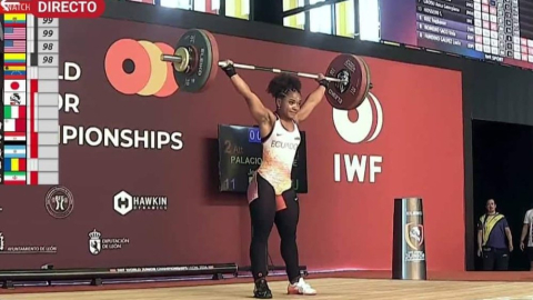 o
Jessica Palacios, pesista ecuatoriana, durante su participación en el Mundial Juvenil de España, este domingo 22 de septiembre de 2024.