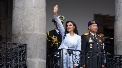 Verónica Abad, vicepresidenta de la República, en un cambio de guardia Presidencial en el Palacio de Carondelet, en Quito, el 28 de noviembre 2023.