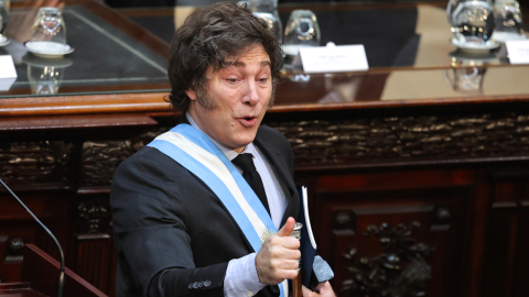 Javier Mieli en el Congreso para presentar el presupuesto anual de Argentina, 15 de septiembre de 2024.