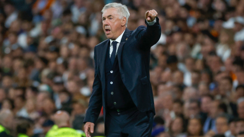 El técnico italiano del Real Madrid, Carlo Ancelotti, durante el encuentro ante el Alavés, el 24 de septiembre de 2024.