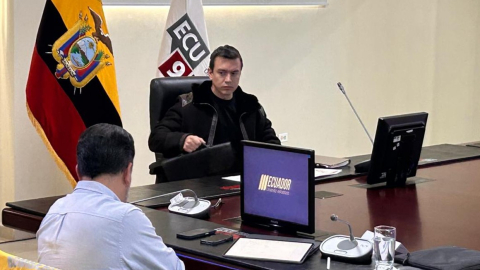 El presidente Daniel Noboa, en el ECU 911, el 25 de septiembre de 2025.