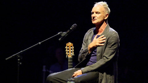 Sting durante una presentación en la Catedral St. John the Divine, en Nueva York, en agosto de 2024.