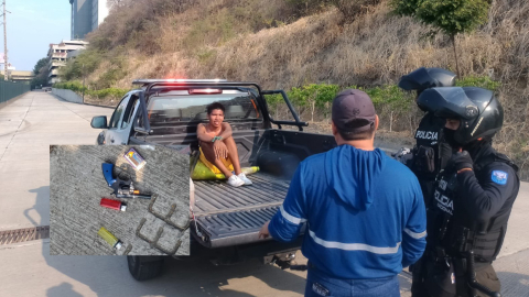 Un sujeto detenido este 26 de septiembre de 2024 por intentar iniciar un incendio forestal en Guayaquil.