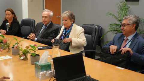 La canciller de México, Alicia Bárcena, durante su reunión con miembros de la ONU.