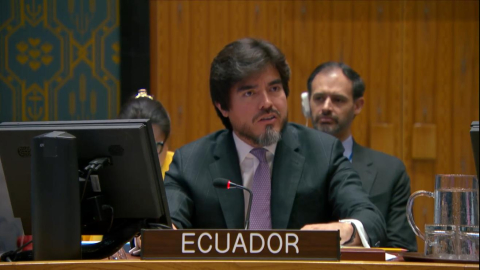 José de la Gasca, embajadaor de Ecuador, durante una de sus intervenciones en la ONU.