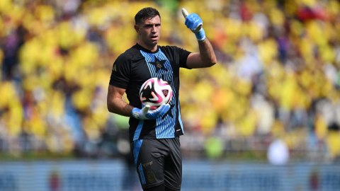 El portero argentino Emiliano Martínez antes del partido de las Eliminatorias ante Colombia, el 10 de septiembre de 2024.