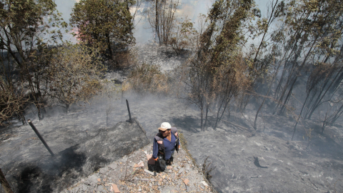 Zonas afectadas por los graves incendios forestales en  Quito, 25 de septiembre del 2024.