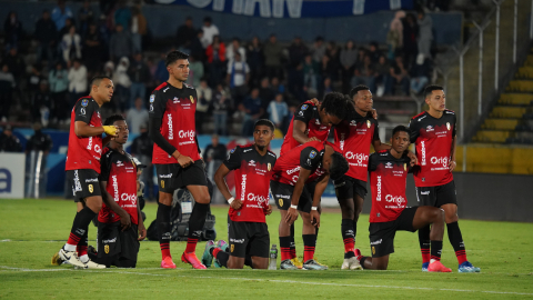 Los jugadores de AV 25, el 7 de agosto de 2024, en el cotejo ante Emelec, por la Copa Ecuador.