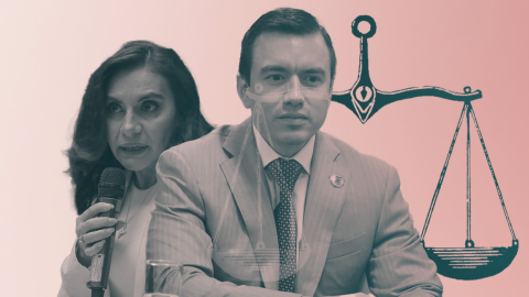 Ilustración de la pugna política y judicial entre el presidente Daniel Noboa y la vicepresidenta Verónica Abad, en 2024.