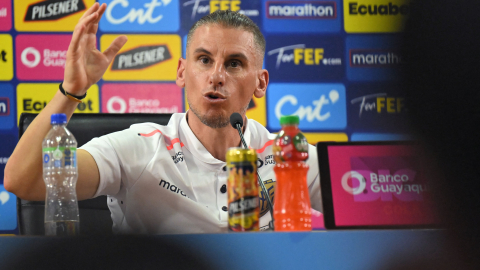 El entrenador Sebastián Beccacece, durante una rueda de prensa en la Casa de la Selección, el 5 de octubre de 2024.