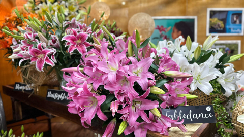 Exhibición de flores en la feria Expo Flor Ecuador 2024, en Quito, el 8 de octubre de 2024.