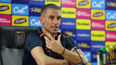 Sebastián Beccacece, DT de Ecuador, durante una rueda de prensa en la Casa de la Selección, el 9 de octubre de 2024.